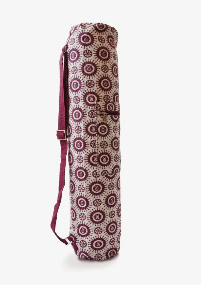 indian cotton yoga bag with natural jute